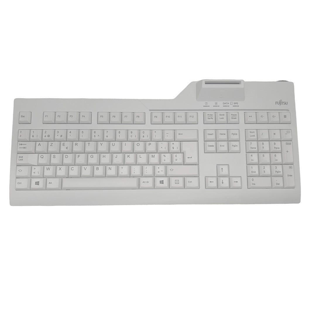 Fujitsu KB SCR2 keyboard AZERTY - card reader - numeric keypad - white